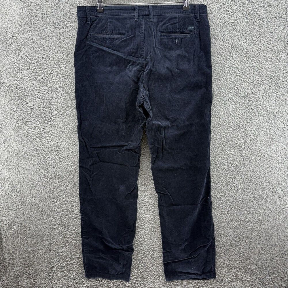 Izod Mens Blue Corduroy Flat Front Casual Straight Fit Leg Pants Size‎ 36x34 - Picture 7 of 8
